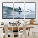 11693607-MGV-CV-36X24-Surfer on Wave Wall Art Canvas Print, Framed Ocean Adventure Art Picture Print, Motion Blur Water Perfect Coastal Adventure Decor