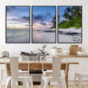 75045485-MGV-CV-36X24-Tropical Beach Wall Art Canvas Print, Framed Sunset Glow Art Picture Print, Palm Tree Coast Perfect Tropical Coastal Decor Artwork
