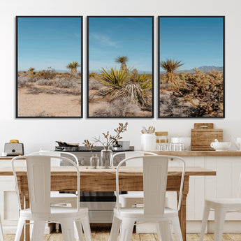 35156165-MGV-CV-36X24-Joshua Tree Wall Art Canvas Print, Framed Desert Landscape Art Picture Print, Warm Earth Tones Perfect Southwestern Minimalist