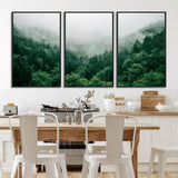 45265379-MGV-CV-36X24-Misty Forest Wall Art – Green Mountain Pine Tree Landscape Canvas Print, Nature Photography Artwork Home Decor for Bedroom, Living