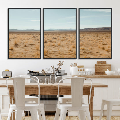55918919-MGV-CV-36X24-Desert Landscape Wall Art – Golden Grass Plains and Mountain Horizon Canvas Print, Southwest Nature Photography Decor for Living