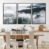 67569654-MGV-CV-36X24-Foggy Forest Wall Art – Mist Covered Hills and Trees Landscape Canvas Print, Moody Nature Photography Decor for Living Room,
