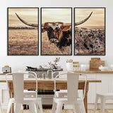 95745718-MGV-CV-36X24-Texas Longhorn Wall Art – Western Cattle Photography Canvas Print, Rustic Ranch Animal Artwork Country Farmhouse Decor for Living