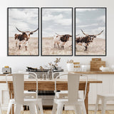 65621083-MGV-CV-36X24-Texas Longhorn Wall Art – Rustic Western Cattle Canvas Print, Southwestern Ranch Photography Decor for Living Room, Office,
