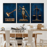 91629053-MGV-CV-36X24-Lady Justice Wall Art – Golden Gavel and Scales Canvas Print, Elegant Legal Office Decor for Lawyers, Judges, Courtroom or Study