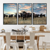 13867292-MGV-CV-36X24-Black Cattle Wall Art – Rustic Ranch Herd Canvas Print, Western Farmhouse Country Landscape Decor for Living Room, Office, or