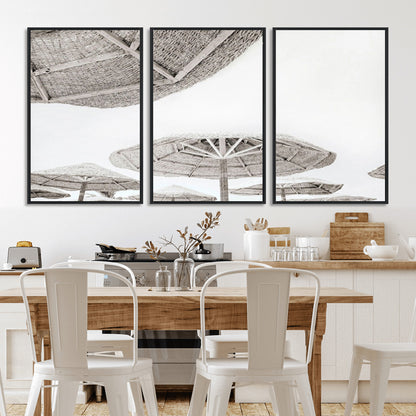 97043123-MGV-CV-36X24-Beach Umbrella Wall Art – Minimalist Coastal Canvas Print, Woven Parasol Summer Decor for Bedroom, Living Room, or Modern Beach