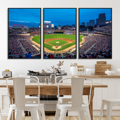 77273035-MGV-CV-36X24-Baseball Stadium Wall Art – Panoramic Evening Game Canvas Print, Sports Fan Decor for Man Cave, Office, Bar, or Living Room