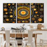45478523-MGV-CV-36X24-Abstract Circle Wall Art – Bold Black and Gold Dot Painting Canvas Print, Modern Geometric Mandala Style Decor for Living Room or