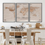95243244-MGV-CV-36X24-Wander Often Wonder Always World Map Wall Art – Neutral Beige Adventure Canvas Print, Rustic Boho Travel Decor for Bedroom, Living