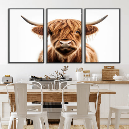 637908607-MGV-FC-93X47-3P_Black-Highland Cow Wall Art Print – Rustic Farmhouse Animal Portrait, Scottish Highland Cattle Canvas, Modern Country Wall Decor for
