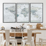 TEST111-MGV-CV-36X24-Personalized Adventure Awaits Push Pin World Map – Custom Framed Travel Tracker Canvas Wall Art for Home, Office