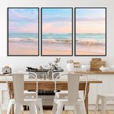 88024944-MGV-CV-36X24-Beach Landscape Wall Art – Coastal Ocean Canvas Print with Gentle Waves and Pastel Sky, Serene Seascape Photography for Living