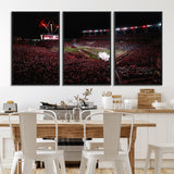 60690191-MGV-CV-36X24-Stadium Wall Art – Night Game Football Canvas Print with Fireworks, Marching Band and Crowd, Panoramic Sports Photography for Man