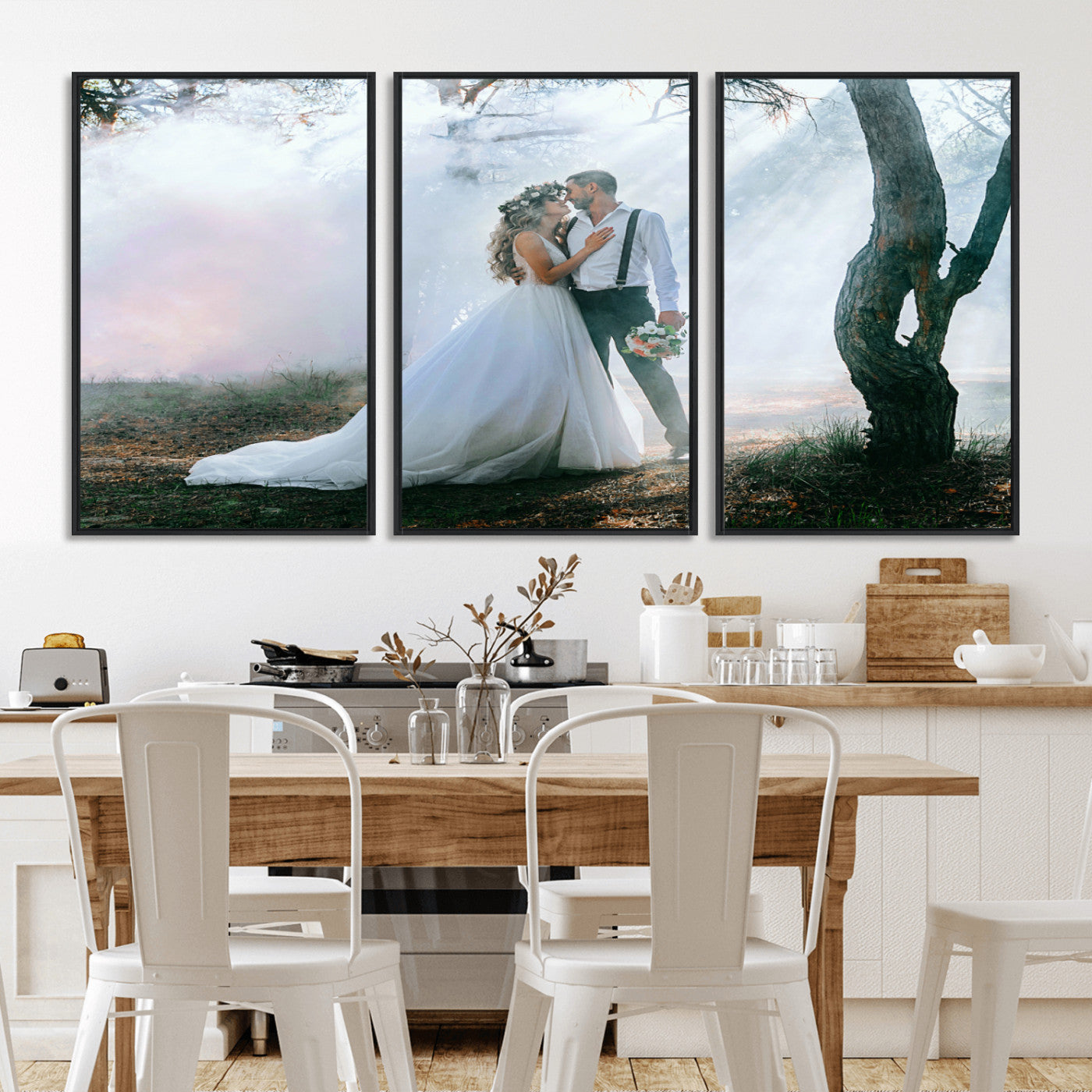 CSTM913-MGV-CV-36X24-Framed Wedding Canvas Print - Custom Wall Art Keepsake for Couples, Elegant Home Decoration Gift, Create Your Own Photo Canvas
