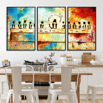 YKE34632598CR-MGV-FC-60X30-3P_Black-Abstract Last Supper with Apostles Wall Art Canvas Print