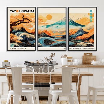 94085549-MGV-CV-36X24-Japanese Wave and Mountain Wall Art – Panoramic Abstract Landscape Canvas Print, Asian Inspired Nature Decor for Living Room,