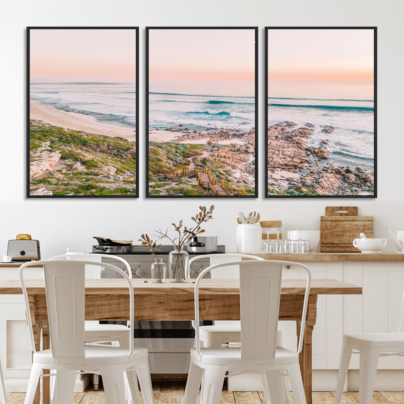 27332135-MGV-CV-36X24-Coastal Sunset Wall Art – Ocean Waves and Rocky Shore Canvas Print, Scenic Seaside Photography Decor for Bedroom, Living Room,