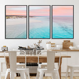 41613614-MGV-CV-36X24-Beach Sunset Wall Art – Pastel Ocean Canvas Print, Turquoise Water and Pink Sky Photography Decor for Bedroom, Living Room, Office