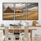 21991117-MGV-CV-36X24-Rustic Barn Wall Art – Weathered Farmhouse Canvas Print, Stormy Sky and Golden Field Photography Decor for Bedroom, Living Room,
