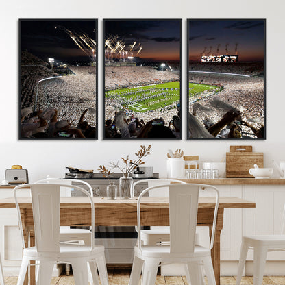 11221988-MGV-CV-36X24-Football Stadium Wall Art – Game Day Crowd with Fireworks, Sports Fan Photography Print, Stadium Decor for Man Cave, Bar, or