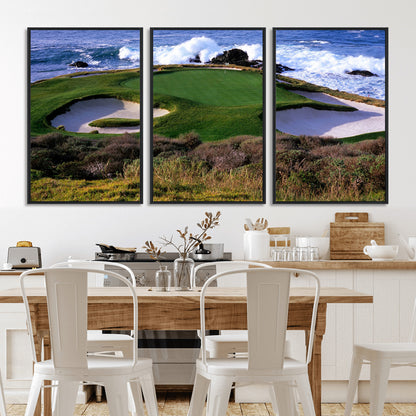 22776914-MGV-CV-36X24-Golf Course Wall Art – Oceanfront Green Canvas Print, Coastal Pebble Beach Photography Sports Decor for Living Room, Office, Man
