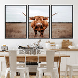 16316734-MGV-CV-36X24-Texas Longhorn Wall Art – Rustic Bull Portrait Canvas Print, Western Farmhouse Animal Photography Decor for Living Room, Office,