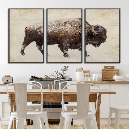 54810031-MGV-CV-36X24-Western Wall Art – Snow Covered Bison Canvas Print, Rustic Wildlife Photography Decor for Bedroom, Living Room, Office, Lodge,