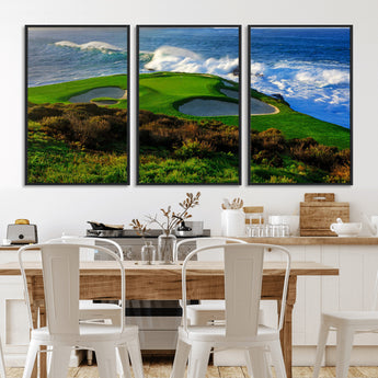 13644055-MGV-CV-36X24-Golf Wall Art – Oceanfront Green Canvas Print, Scenic Coastal Course Photography Decor for Bedroom, Living Room, Office, Sports