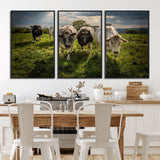 67277447-MGV-FC-60X30-3P_Black-Farmhouse Wall Art – Herd of Cows Canvas Print, Rustic Country Pasture Photography Decor for Bedroom, Living Room, Office, Ranch,