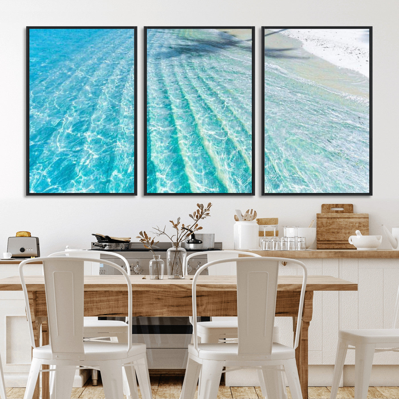 46233906-MGV-CV-36X24-Coastal Wall Art – Turquoise Ocean Waves and White Sand Canvas Print, Tropical Beach Photography Decor for Bedroom, Living Room,