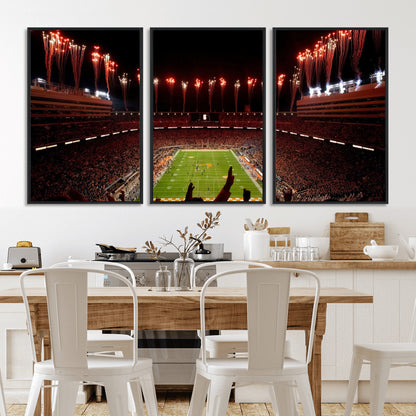 73358115-MGV-FC-60X30-3P_Black-Neyland Stadium Wall Art – Panoramic Tennessee Volunteers Night Game Canvas Print, Fireworks Football Celebration Sports Decor for