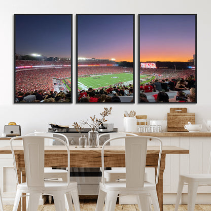 25139565-MGV-CV-36X24-Sanford Stadium Wall Art – Panoramic Georgia Bulldogs Sunset Football Game Canvas Print, Red Crowd Sports Decor for Office, Man