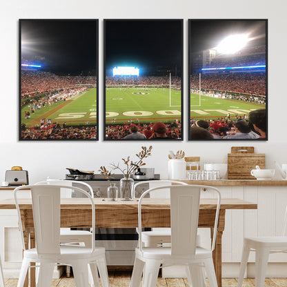 16230786-MGV-CV-36X24-Georgia Bulldogs Stadium Wall Art – Night Game Football Field Canvas Print, Panoramic Sports Decor for Home, Office, Fan Cave
