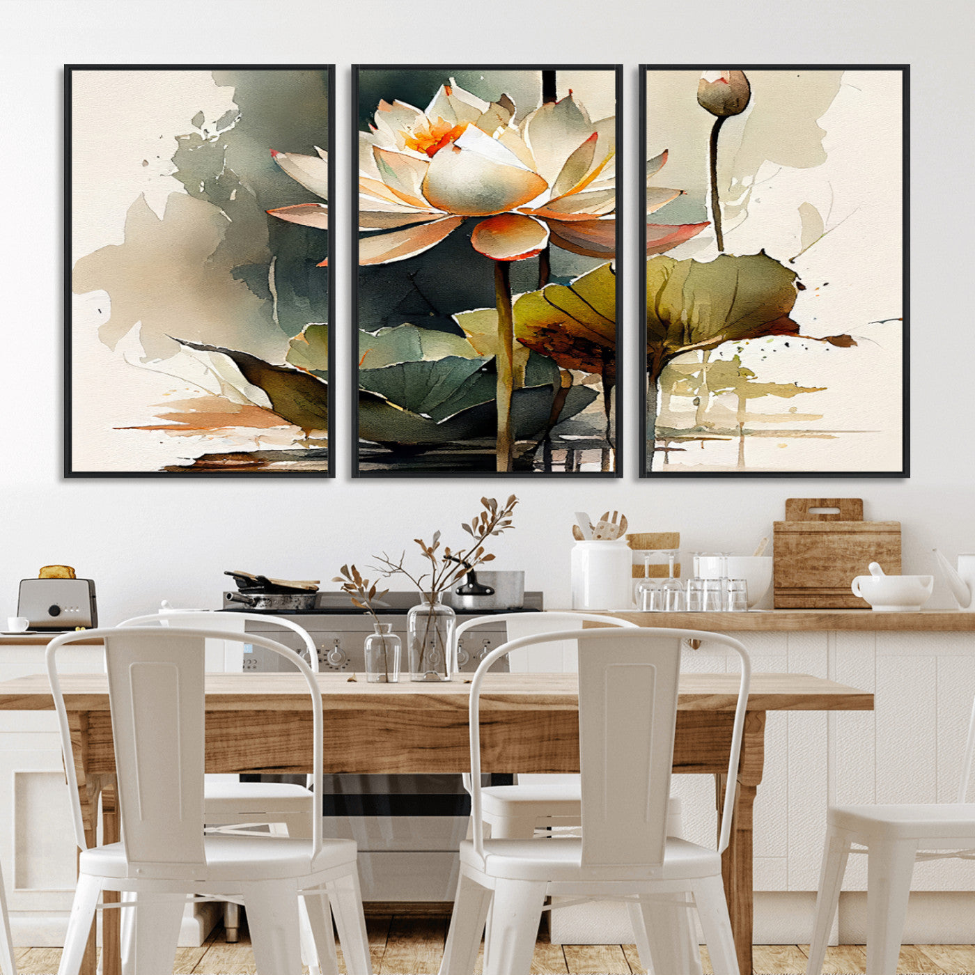 46359-MGV-CV-36X24-Lotus Blossom Wall Art Canvas Print, Framed Water Lily Art Picture Print, Zen Flower Perfect Zen Botanical Decor Artwork