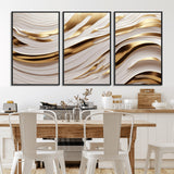 41237-MGV-CV-36X24-Gold Waves Wall Art Canvas Print, Framed Elegant Flow Art Picture Print, Luxury Layers Perfect Minimal Luxe Decor Artwork