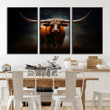 12484-MGV-CV-36X24-Texas Longhorn Wall Art Canvas Print, Framed Western Bull Art Picture Print, Moody Cattle Perfect Moody Western Decor Artwork