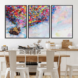 18792-MGV-FC-60X30-3P_Black-Up Movie House Wall Art Canvas Print, Framed Carls Journey Art Picture Print, Up Inspired Perfect Animated Whimsical Decor Artwork