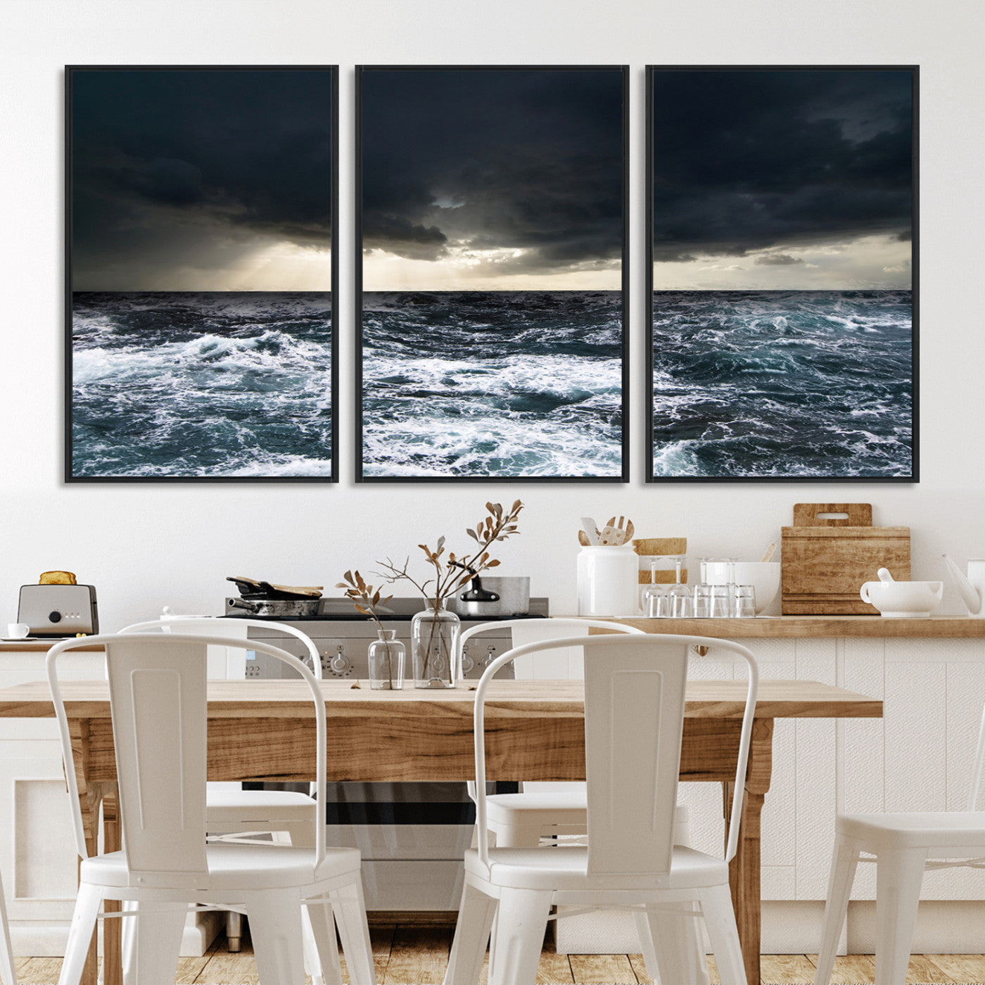 51359-MGV-CV-36X24-Stormy Ocean Wall Art Canvas Print, Framed Moody Seascape Art Picture Print, Ocean Storm Perfect Dramatic Coastal Decor Artwork