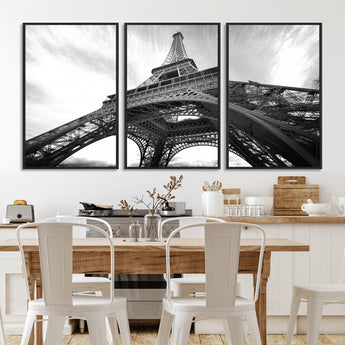40006-MGV-CV-36X24-Eiffel Tower Wall Art – Black and White Architectural Photo Print, Paris Inspired Decor for Bedroom, Office, Studio or Modern