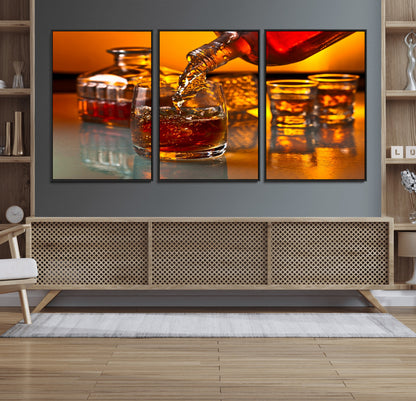 18250-MGV-CV-36X24-Whiskey Pour Wall Art – Captivating Whiskey Splash Canvas Print, Elegant Bar or Home Lounge Decor for Office, Man Cave or Living