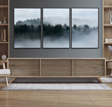 42596-MGV-FC-60X30-3P_Black-Misty Forest Wall Art – Atmospheric Pine Trees Canvas Print, Nature Landscape Decor for Living Room, Bedroom, Office, or Cabin