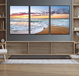 39560-MGV-CV-36X24-Sunrise Beach Wall Art – Vibrant Ocean Waves and Golden Sand Canvas Print, Seaside Coastal Decor for Living Room, Bedroom or