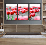 44554-MGV-FC-60X30-3P_Black-Vibrant red tulips stand out beautifully against a black-and-white background, making a striking decor piece perfect for any home