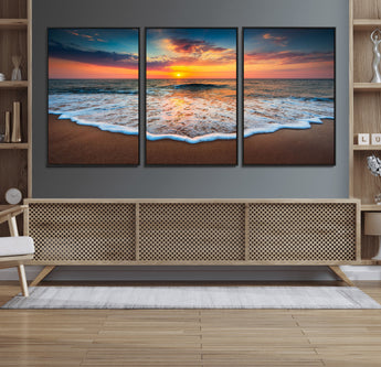 87032-MGV-CV-36X24-Ocean Sunset Wall Art – Stunning Beach Canvas Print with Vibrant Sky, Calm Waves, and Golden Horizon, Perfect Coastal Decor for
