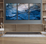 27810-MGV-FC-60X30-3P_Black-Abstract Blue Gold Fluid Art Wall – Modern Canvas Print, Elegant Home & Office Wall Art, Stylish Living Room or Bedroom Decor