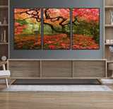 73343-MGV-CV-36X24-Autumn Maple Wall Art – Panoramic Vibrant Red Maple Tree Canvas Print, Seasonal Nature Decor for Office, Living Room or Garden
