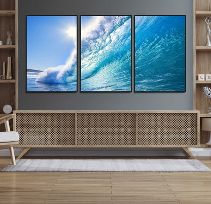 37494-MGV-CV-36X24-Ocean Wave Canvas Art – Stunning Blue Wave Photography, Coastal Wall Decor for Living Room, Bedroom or Office