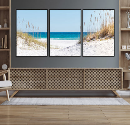 58498-MGV-CV-36X24-White Sandy Beach Wall Art – Panoramic Coastal Canvas Print, Ocean View Decor for Living Room, Bedroom, Office, Relaxing Seaside