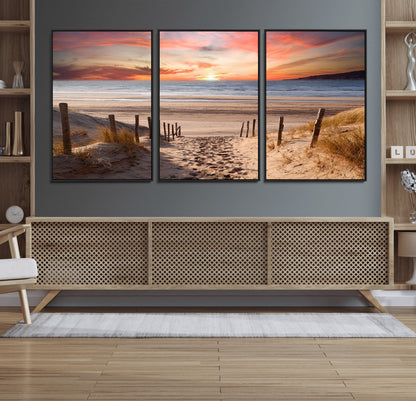 78111-MGV-CV-36X24-Sunset Pathway Wall Art – Panoramic Coastal Canvas Print, Tranquil Beach Decor for Living Room, Office or Bedroom
